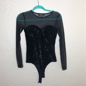 Lulus Black Velvet Bodysuit